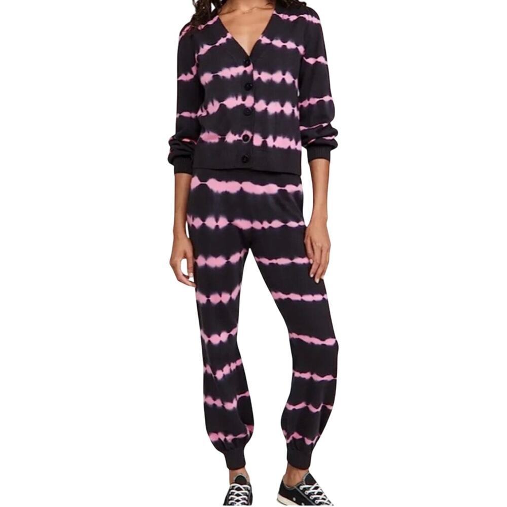 GENERATION LOVE Coco Anna Tie-Dye Knit Cardigan Joggers 2-Piece Set Black Pink M